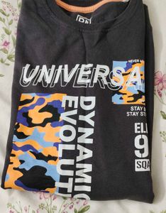 DNMX Charcoal full sleeve Graphic Print T-shirt