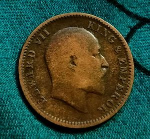1 Quarter Anna King Edward Old Indian coin