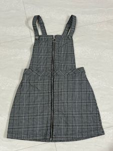 H&amp;M Women Black &amp; White Checked Dungaree Dress