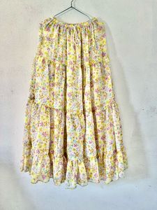 Trendy Yellow Flowering Skirt