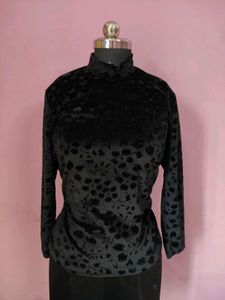 Black Velvet Long Sleeve Top