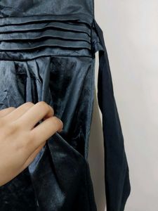 Bluish Grey Satin Bridal Dress