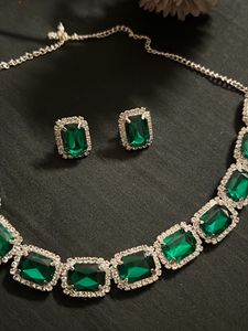Green Stone Diamond Necklace