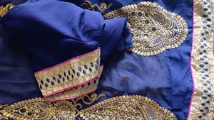 Nevy Blue Color Georgette Embroidery Saree