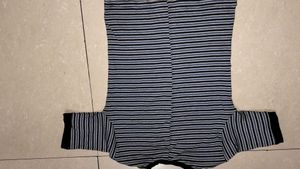 Blue Striped Ribbed Top