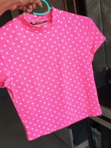 Pink Polka Dot Top