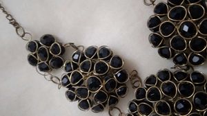 Black Stone Floral Necklace