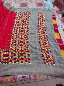 Red Geometric Saree
