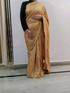 Wedding Sequin Saree + peticoat + unstitched Blous