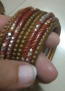 Vintage Red &amp; Gold Bangle Set