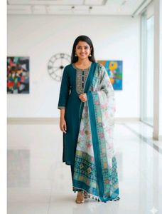 Elegant Teal Kurta Set ,XS Size