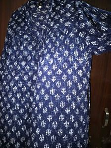 Navy Print Tunic Top