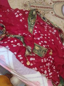 Golden And Maroon Plazo Suit With Dupatta