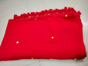 Red Cotton Tassels Saree ❤️