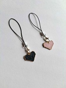 Pixel Heart Phone Charms