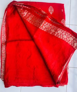 Elegant Red Banarasi Mashru Silk Saree