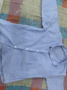 Blue &amp; White Striped Button-Down Shirt