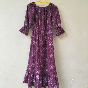 Dark Wine Colour sequence Dress