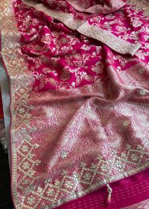 Brand New Munga Silk Saree- Rani Colour