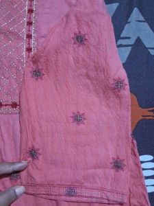 Pink Floral Embroidered Kurti