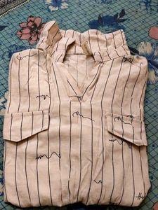 Striped Shirt Top with Pocket Detail