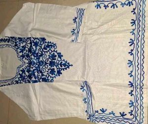 Embroidered White short  Kurta