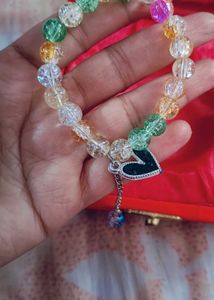 Crystal Bead Bracelet with Heart Charm