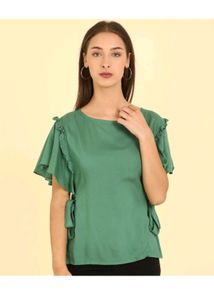 Green Flutter Sleeve Top