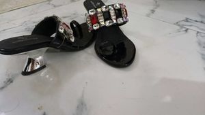 Sparkly Embellished Black Sandals