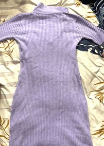 Lilac Ribbed Knit Bodycon Dress