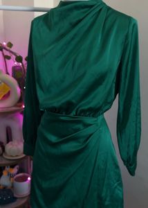 Green Satin Mini Dress