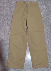 Beige Wide Leg Pants