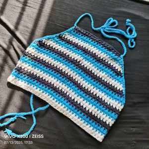 Striped Crochet Halter Top