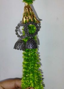 Oxidized Silver Jhumka Earrings