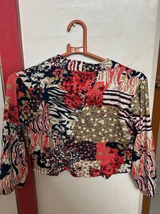 Patterned Crop Top/Jacket