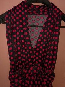 Pink Polka Dotted Black Dress