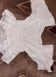 White Cotton Baby Doll Crop Top