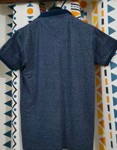 Navy Blue Patterned Polo Shirt