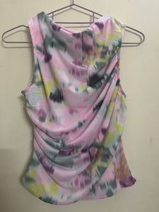 Abstract Print Ruched Tank Top