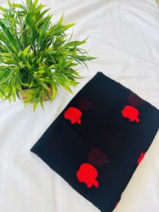 Black &amp; Red Floral Saree