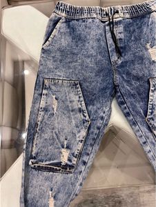 Distressed Denim Joggers