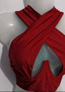 Red Criss Cross Halter Top