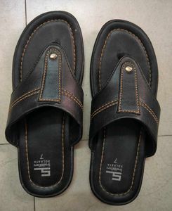 Black Leather Flip Flops