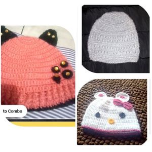 Handmade Woolen Designer Caps Combo For Aliza