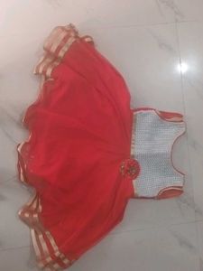 Orange &amp; White Girl&#39;s Dress