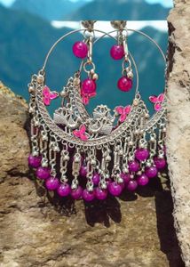 Beautiful Oxidized Chandbali With Pink Beads