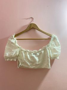 White Eyelet Crop Top
