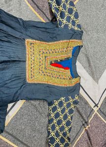 Elegant Embroidered Blue Gown