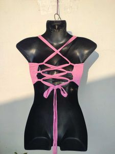 Shein Pink Backless Cute Top