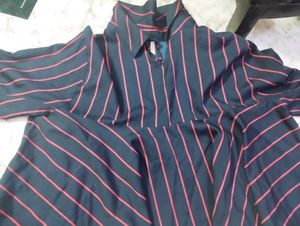 Striped Blouse with Tie Neck